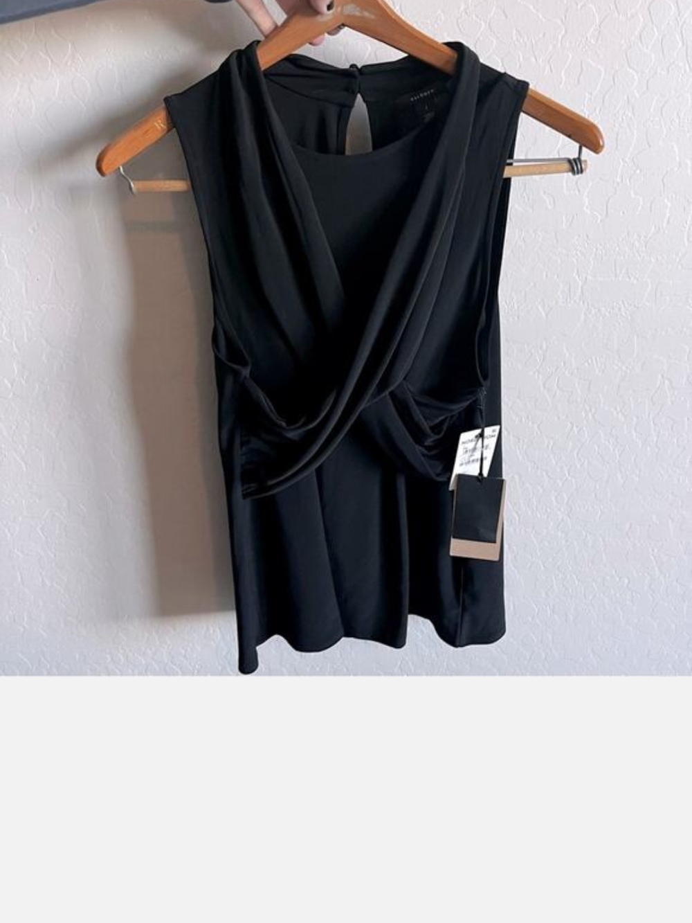 Nordstrom Halogen Black Sleeveless Twist-Front Top